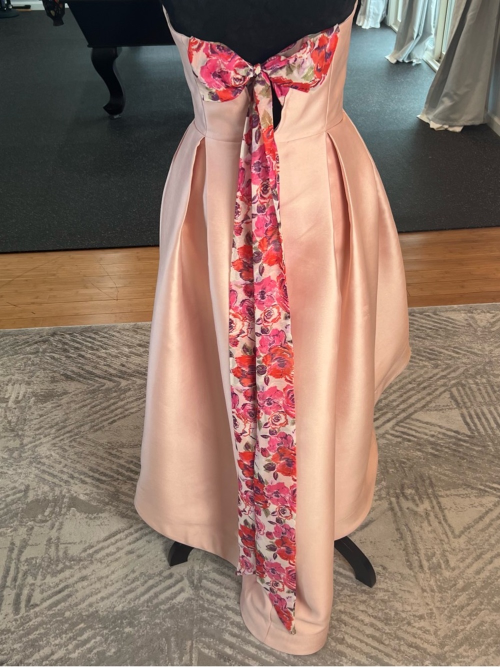 Parker Strapless Blush Pink High-Low Satin Dress - Picture 7 of 16